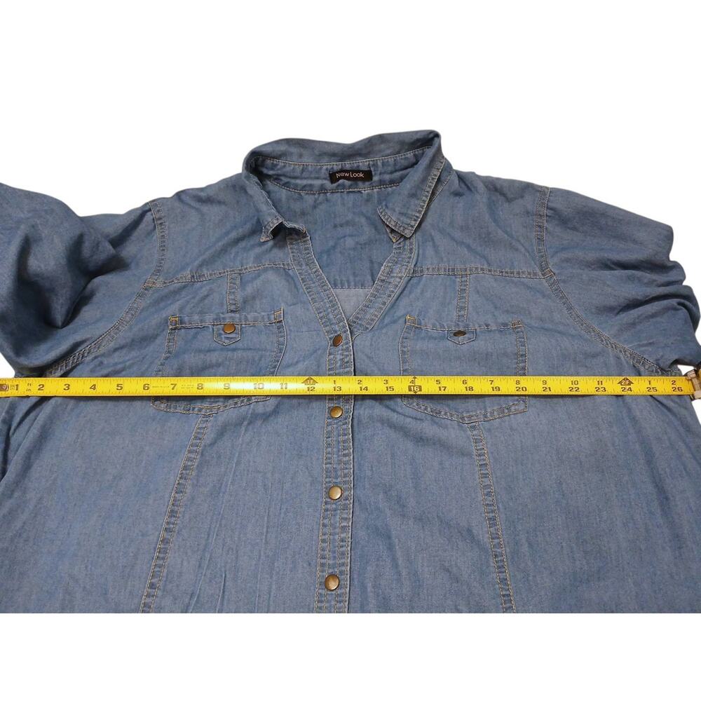 New Look Womens Shirt Dress Midi Sz XL Blue Denim Button Up Studio Art Lagenlook - Picture 6 of 15